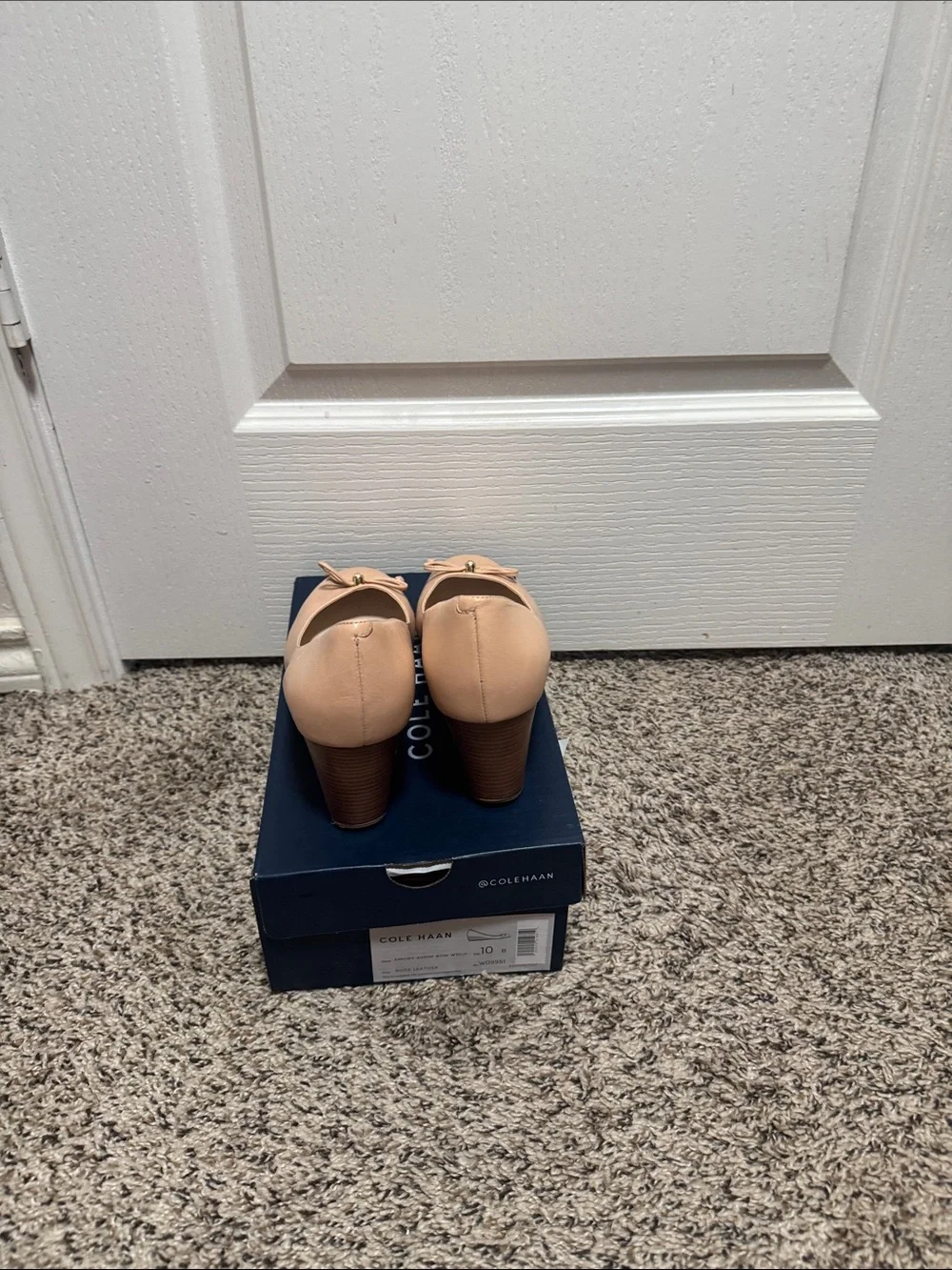 Cole Haan Nude Tan Wedge Pumps with Bow Accent